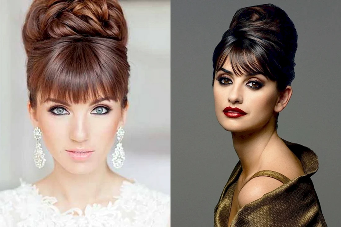 Прическа бабетта с челкой